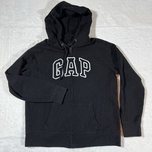 Gap Y2K‎ Hoodie Women XL Black Loose Boxy Fit Spellout Lightweight Full Zip